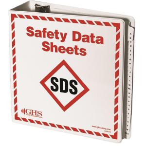 Binder with the text "Safety Data Sheets" on it.